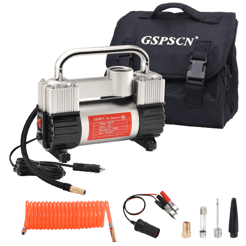 GSPSCN Heavy Duty Double Cylinder 12V Portable Air Compressor